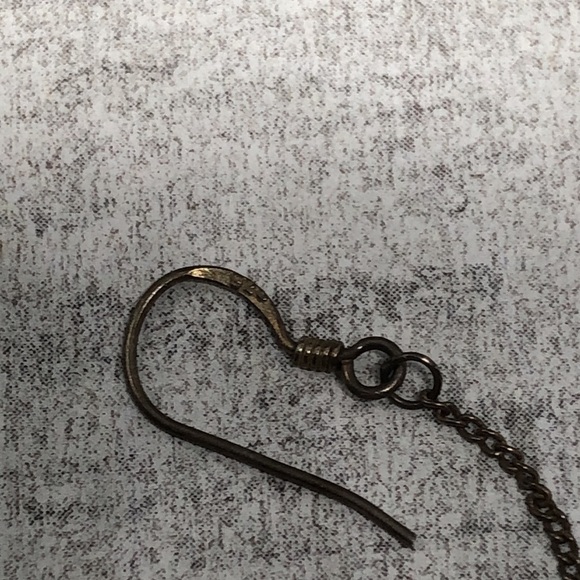 STERLING silver 925 green gemstone elegant long chain dangle earrings boho. - Picture 4 of 5